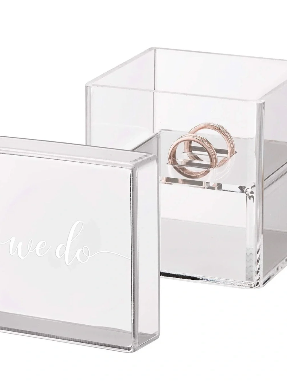 Clear Acrylic Ring Box - Ring Pillow Alternative - Elegant Jewelry Organizer